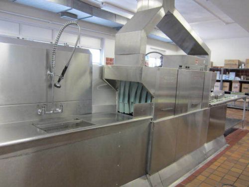 HOBART CRS66A S/S HI-TEMP PASS THRU DISHWASHER WITH TABLING &amp; STEAM BOOSTER