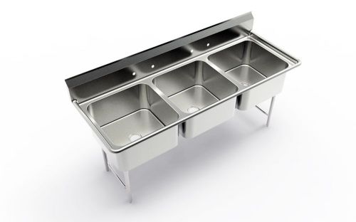 New restaurant stainless steel sink three compartment model pss18-1620-3 for sale