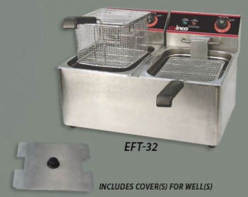Winco EFT-32 Double 8 Liter Commercial Deep Fryer 120Vx2