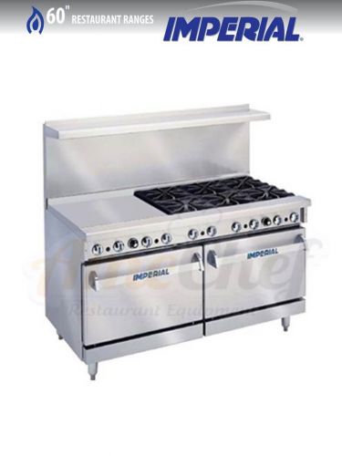 New 60&#034; Gas Range,6 Open Burners,2 Ovens, 24&#034; Griddle, IMPERIAL IR-6-G24