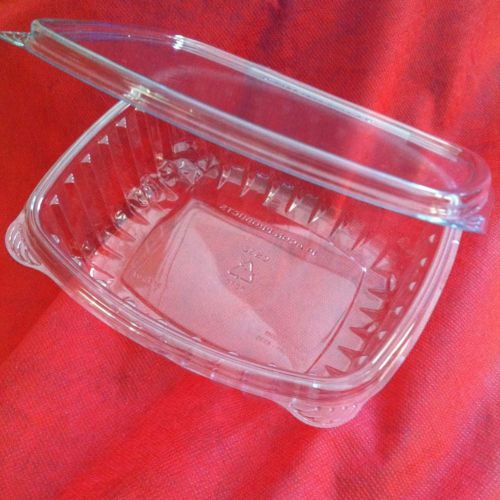 25 Count Clear Plastic To Go Box One Compartment Hinged Lid 32 OZ 6x5x2