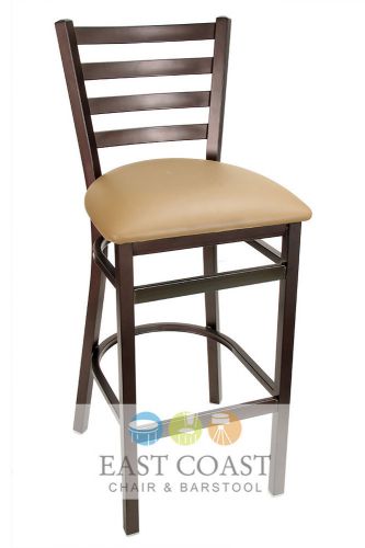 New gladiator rust powder coat ladder back metal bar stool with tan vinyl seat for sale