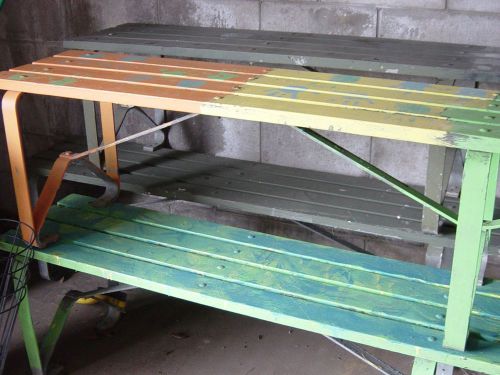 Qty: 4 SLAT Wood BENCHES Mid Century Modern Mission Seating Extra Long