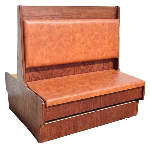Double Red Oak Booth with Upholstered Seat &amp; Back  (GBB-RedOak-D)