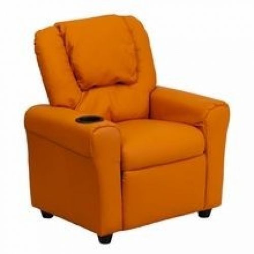 Flash Furniture DG-ULT-KID-ORANGE-GG Contemporary Orange Vinyl Kids Recliner wit