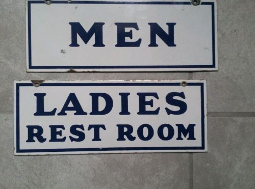 Men&#039;s and women&#039;s Antique porcelain bathroom signs