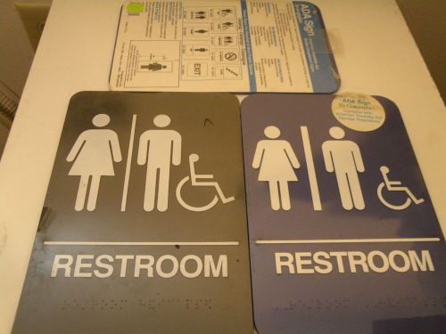 ADA Unisex Accessable Restroom Raised Pictograms  Braille 9&#034; x 6&#034;