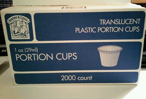 Bakers &amp; chefs plastic portion cups - 1 oz. - 1400ct.  partial box of 2000 for sale
