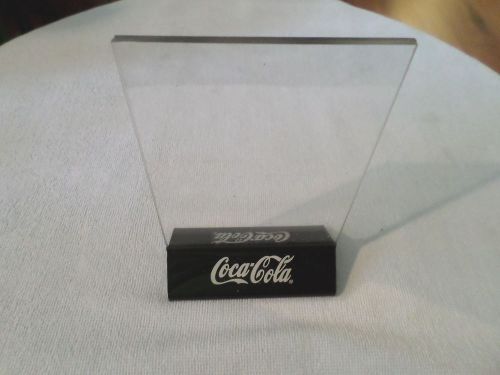 COCA COLA ADVERTISING MENU TABLE/RESTAURANT HOLDER - CLEAR PLASTIC - COKE