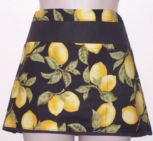 Hand made server / waitress apron, 3 pockets, multi color, lemon design (6366) for sale