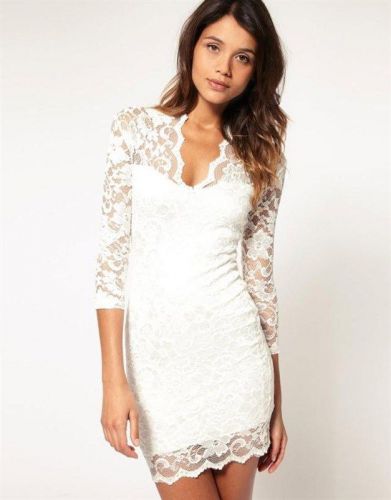 2014 Women&#039;s V-Neck Sleeve sexy lace skirt package hip Slim lace dress