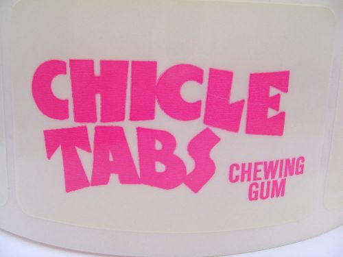 12 Vending Machine Chicle Tabs Chewing Gum Sticker Lot 3&#034; x 2&#034; Pink Decal