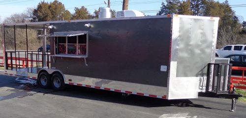 Concession Trailer 8.5&#039;x30&#039; Charcoal Grey - BBQ Smoker Catering Event