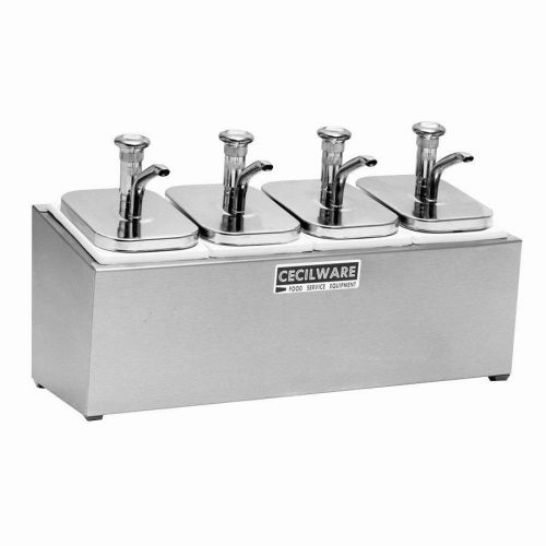 Cecilware stainless condiment rails w/ 4 metal pumps adjustable portion 444m for sale