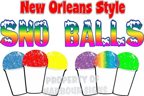 New Orleans Style Sno Balls Decal 36&#034; Snow Concession Trailer Food Truck Cart
