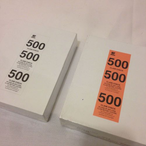 Coat Check Tickets - 2 Sealed Boxes of 500