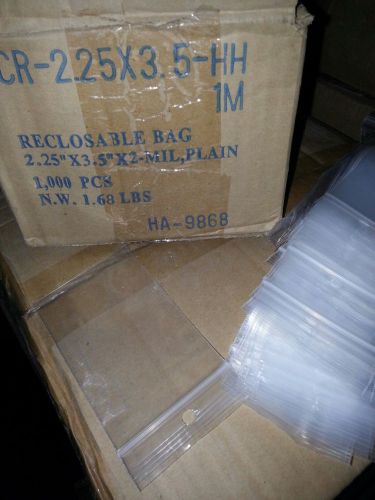 Recloseable bags 2.25&#034;x3.5&#034;x2mil ... case of 20,000 for sale