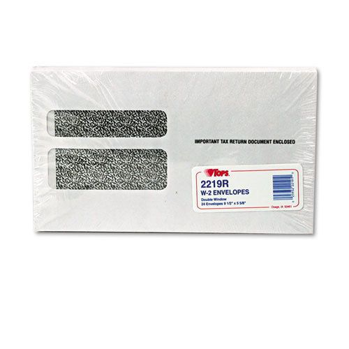 Double Window Tax Form Envelope/Continuous W-2 Forms,9x5-5/8,24/Pack