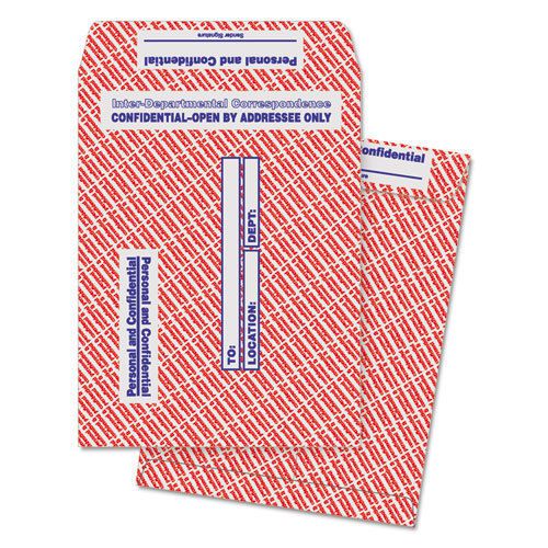 Gray/Red Paper Gummed Flap Confidential Interoffice Envelope, 10 x 13, 100/Box