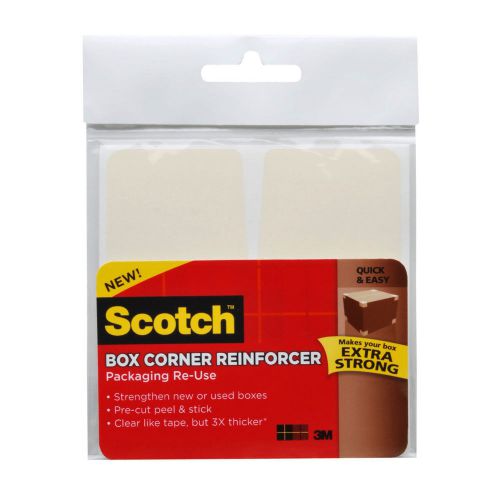 3M Scotch Box Corner Reinforcement Squares, 4 x 4, Clear, Pack of 24
