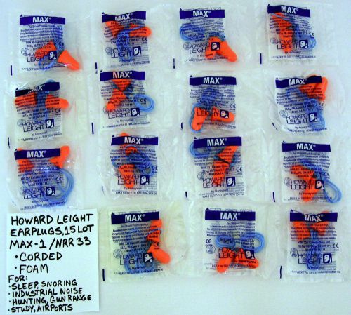 HOWARD LEIGHT earplugs 15 LOT CORDED MAX-1 NRR33