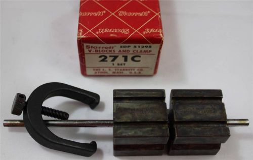 Vintage L.S. Starrett Co. V-Blocks and Clamp, 271C, Original Box,  KJ2