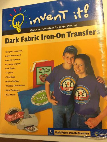 Iron On Trasfer Sheets For Dark Fabric 5 Sheets 8.5X11 Invent It Brand