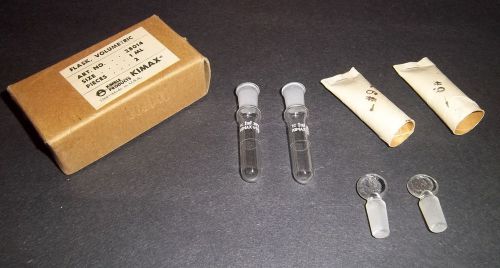 VOLUMETRIC FLASKS, 1 mL, KIMAX, NOS, Box of 2 w/ Stoppers, 28014 Micro
