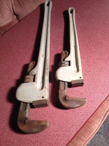Two Aluminum Pipe Wrenches Super Maza 201-A Spain 18&#034; &amp; 24&#034;