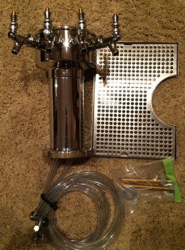 Draft beer tower - mushroom style - 4 faucet -chrome plated + drip tray included for sale