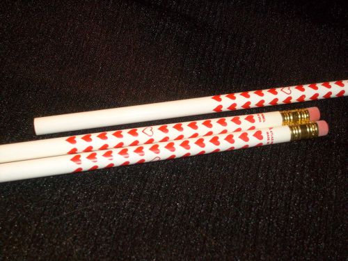 SET of 3 RED HEART PENCILS from ATLAS PEN &amp; PENCIL CORP.