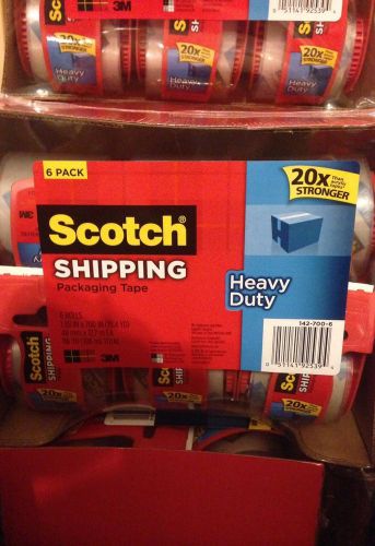 New box of 3m scotch clear shipping packing tape  6 rolls&amp;dispenser heavy duty for sale