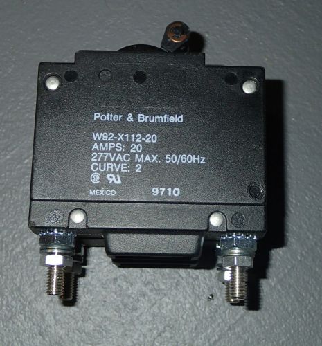 Potter&amp;brumfield w92-x112-20 circuit breaker, 2p ,277v,20a, standard curve 2 for sale