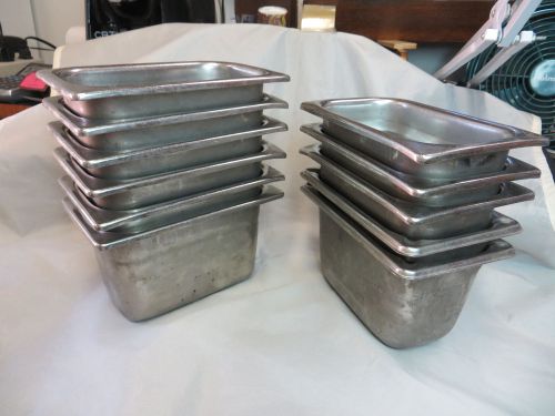 LOT OF 11, VOLLRATH 1/9 SIZE STAINLESS STEEL STEAM  PANS, 4&#034; DEEP***FREE SHIP***