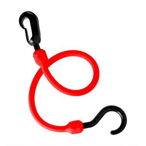 The Perfect Bungee 18-Inch Fixed End Bungee Cord with Nylon Hook and Clip  Red