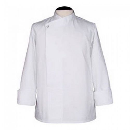 New White One Button Tunic Chef Coat, Size L Unisex Pullover
