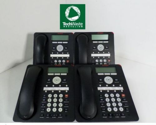LOT OF 4 AVAYA 1608 IP OFFICE PHONES W/ HANDSETS AND STANDS T3-A1