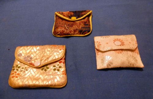 Set of Three  Lined Chinese Jewelry Pouches