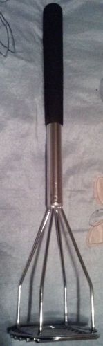 18&#034; Round Potato Masher Chrome Plated Soft Grip Long Handle Commercial Masher