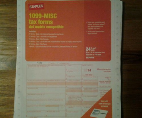 Staples 1099-misc tax forms 2014 dot matrix compatible