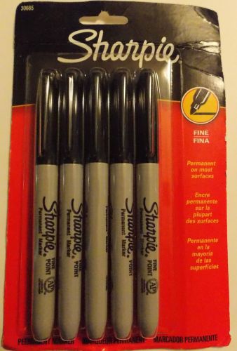 5 Sharpie Fine Point Permanent Black Marker 30665 Quick Drying, Fade NEW