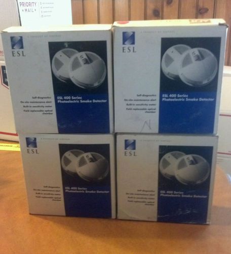 Lot of 4; ESL 400 Series Photoelectric Smoke Detectors; New in box