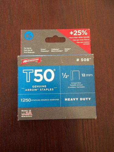 Arrow T50 1/2&#034; Heavy Duty Staples # 508 -- 1250 Staples