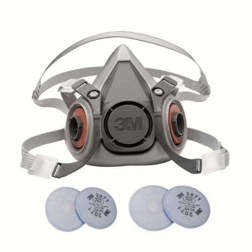 3M 6000 Respirator Large 6300 Half Mask Facepiece w/2 Pairs of 2071 N95 Filters