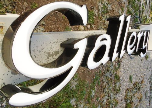 Neon channel sign &#034;gallery&#034; cursive font - very lg industrial black - reclaimed for sale