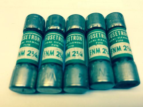 Lot of 5 bussman fnm-2-1/4 fusetron dual element fuse 250v or less for sale
