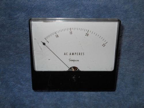 Simpson Model 1359 Panel Mount Analog Meter 0-25 Amps AC w/ Zero Adjustment