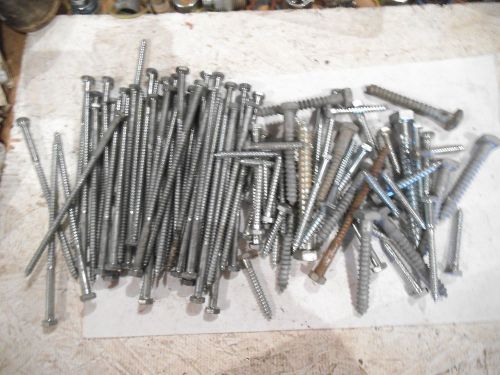 Lot of 105 mixed sized lag bolts (hex &amp; square head) for sale