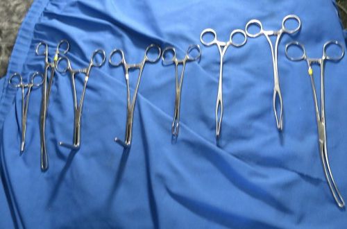 Lot of 8 Surgical Clamps and Needleholders. Sklar, Miltex and other brands