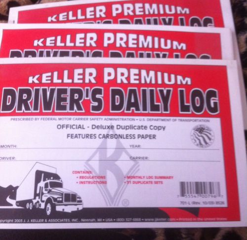 LOT OF 3  JJ KELLER DRIVER&#039;S DAILY LOGS